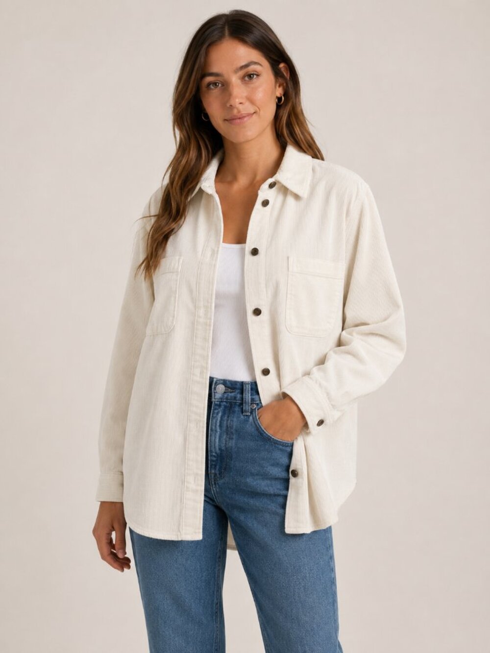 J.Crew Long sleeve white Button Down Shirt or shacket size M